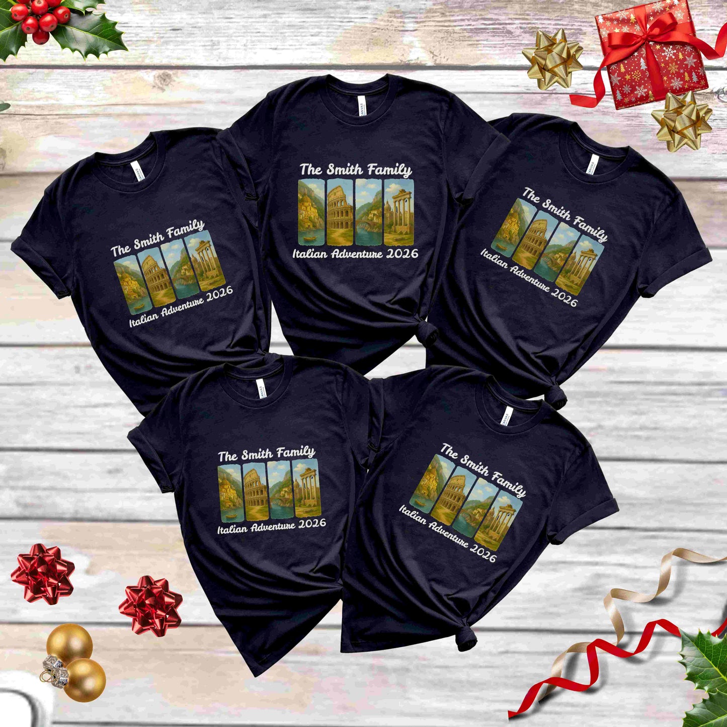 Custom Italy Family Vacation Shirt – Personalized “Italian Adventure 2026” Bella+Canvas 3001 Tee