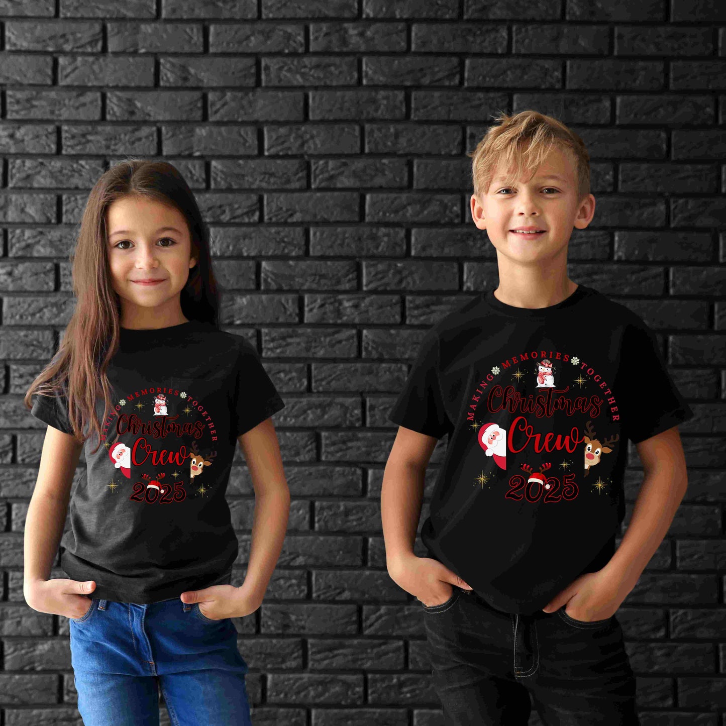 Kids Holiday Crew Tee • Personalized Year Top • Matching Christmas Outfit