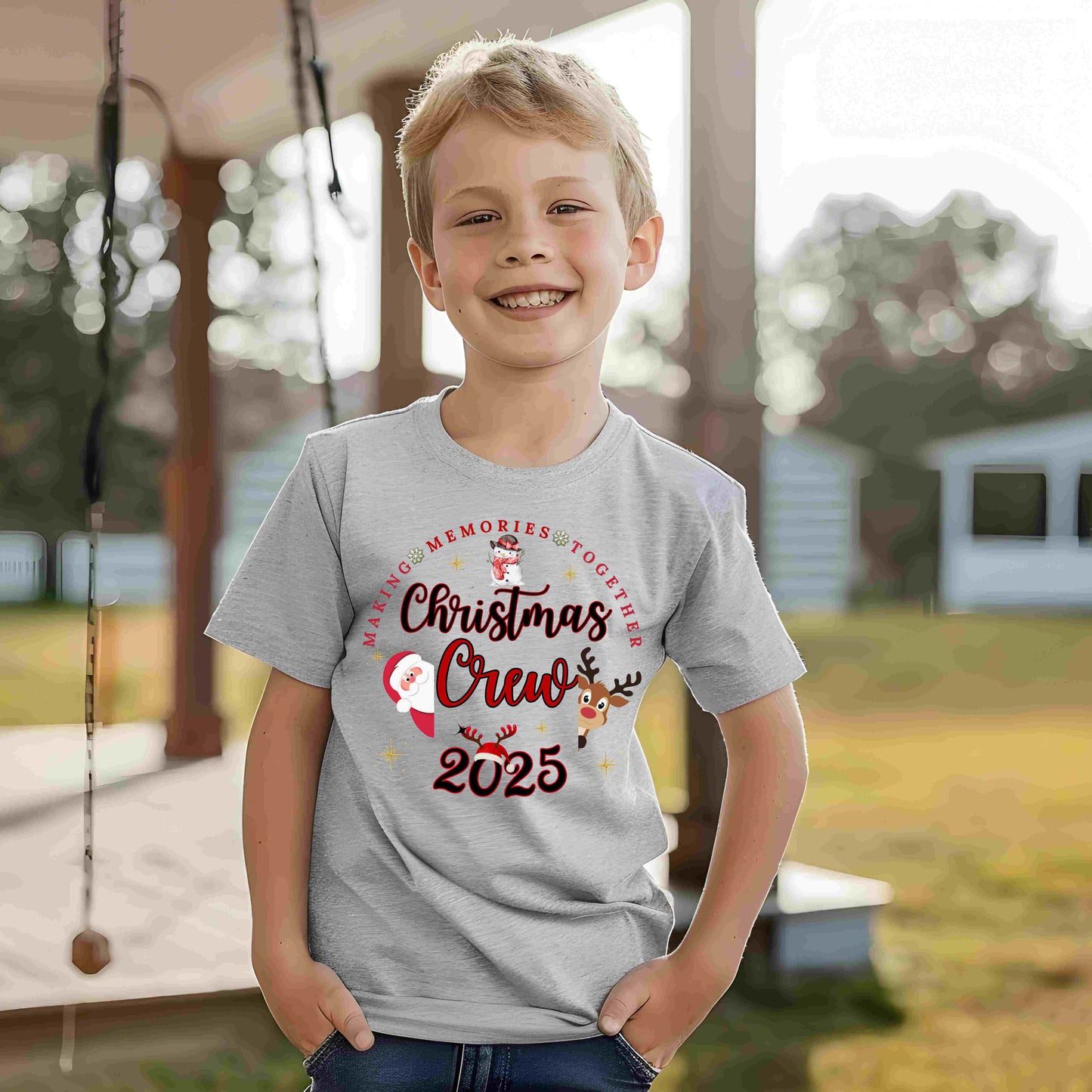 Kids Holiday Crew Tee • Personalized Year Top • Matching Christmas Outfit