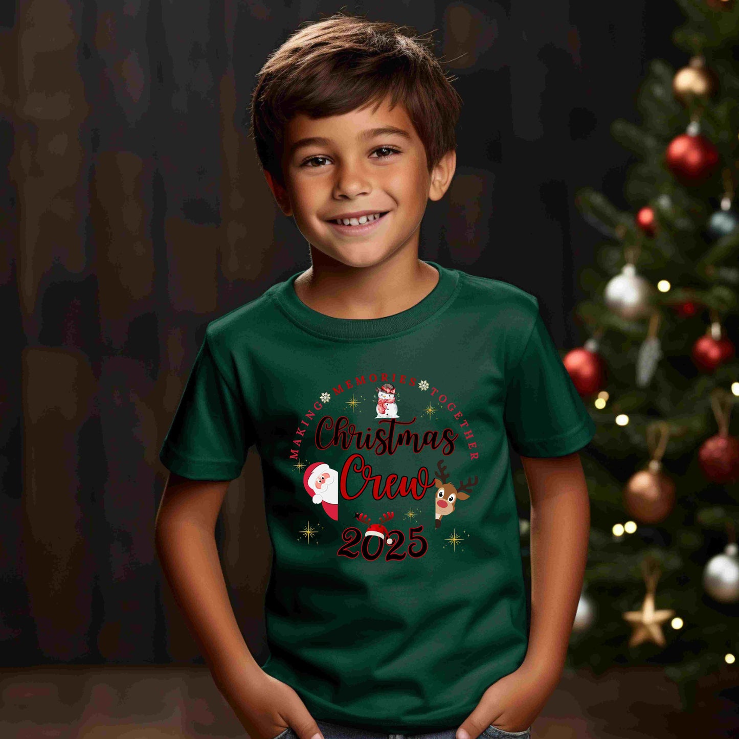 Kids Holiday Crew Tee • Personalized Year Top • Matching Christmas Outfit