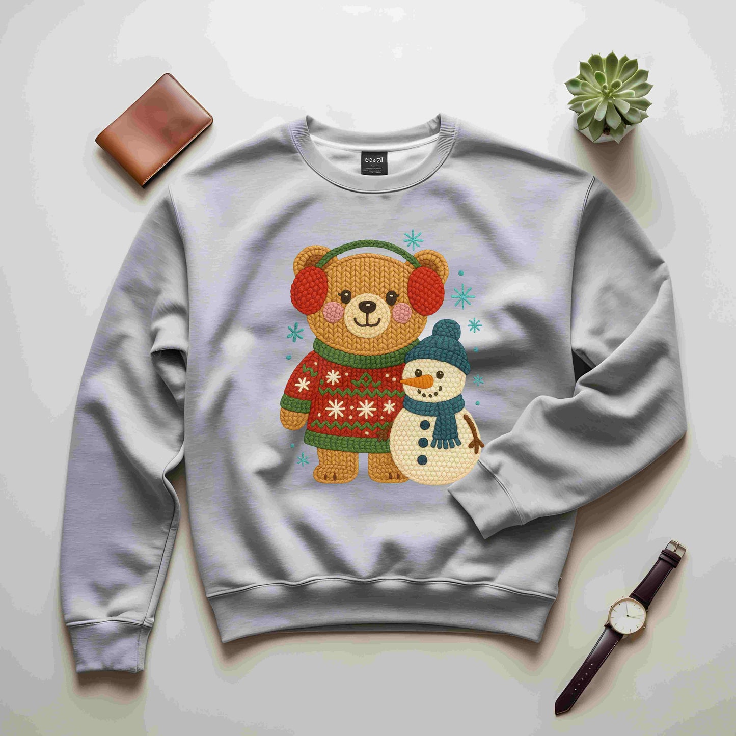 Cute Winter Bear & Snowman Sweatshirt – Cozy Holiday Crewneck