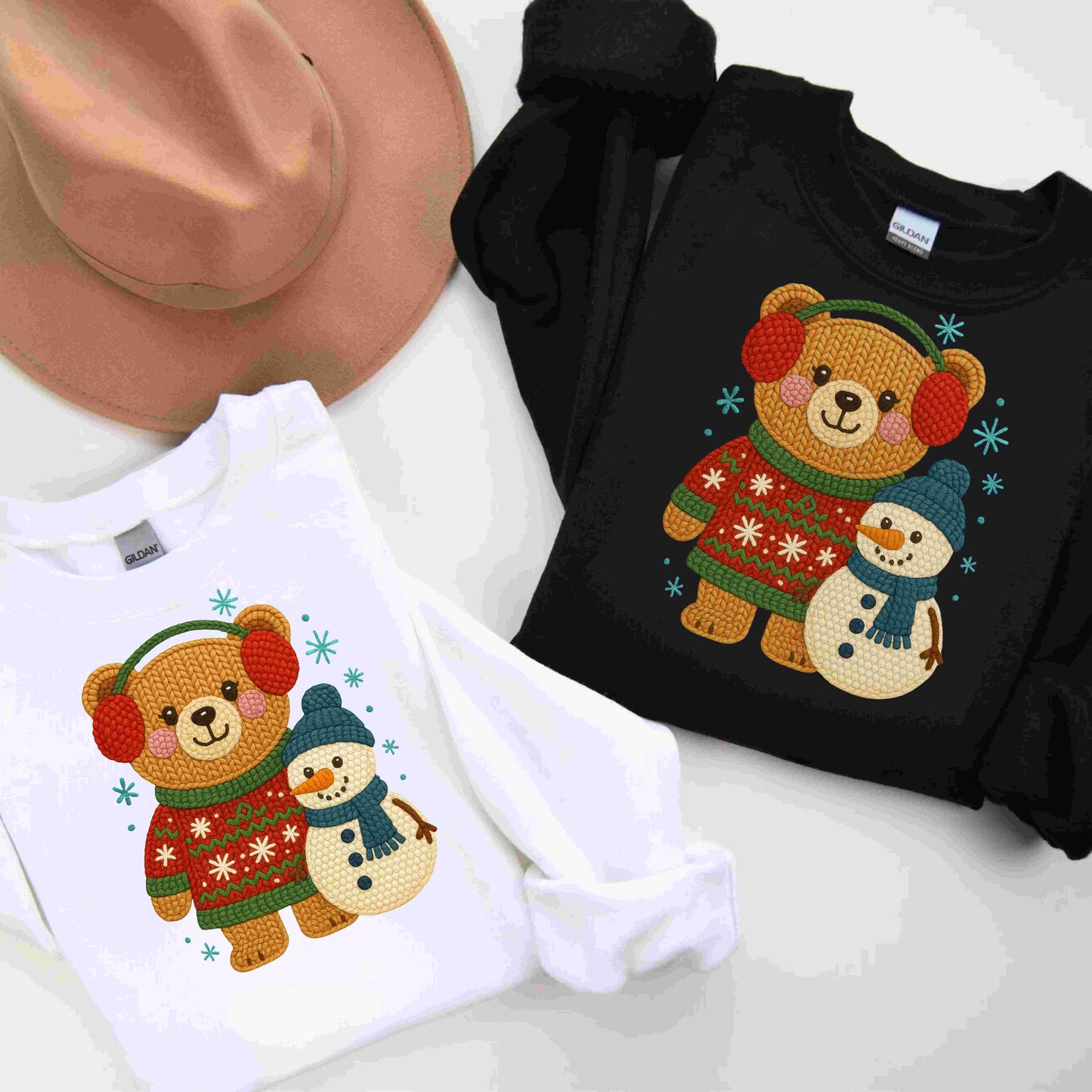 Cute Winter Bear & Snowman Sweatshirt – Cozy Holiday Crewneck