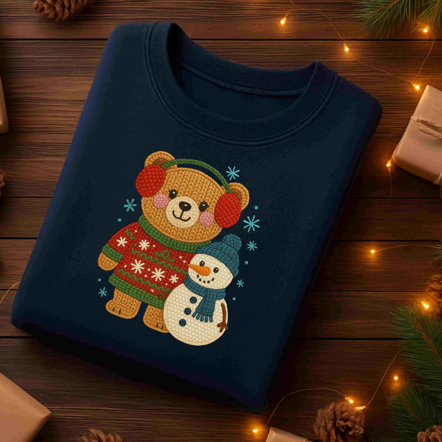 Cute Winter Bear & Snowman Sweatshirt – Cozy Holiday Crewneck