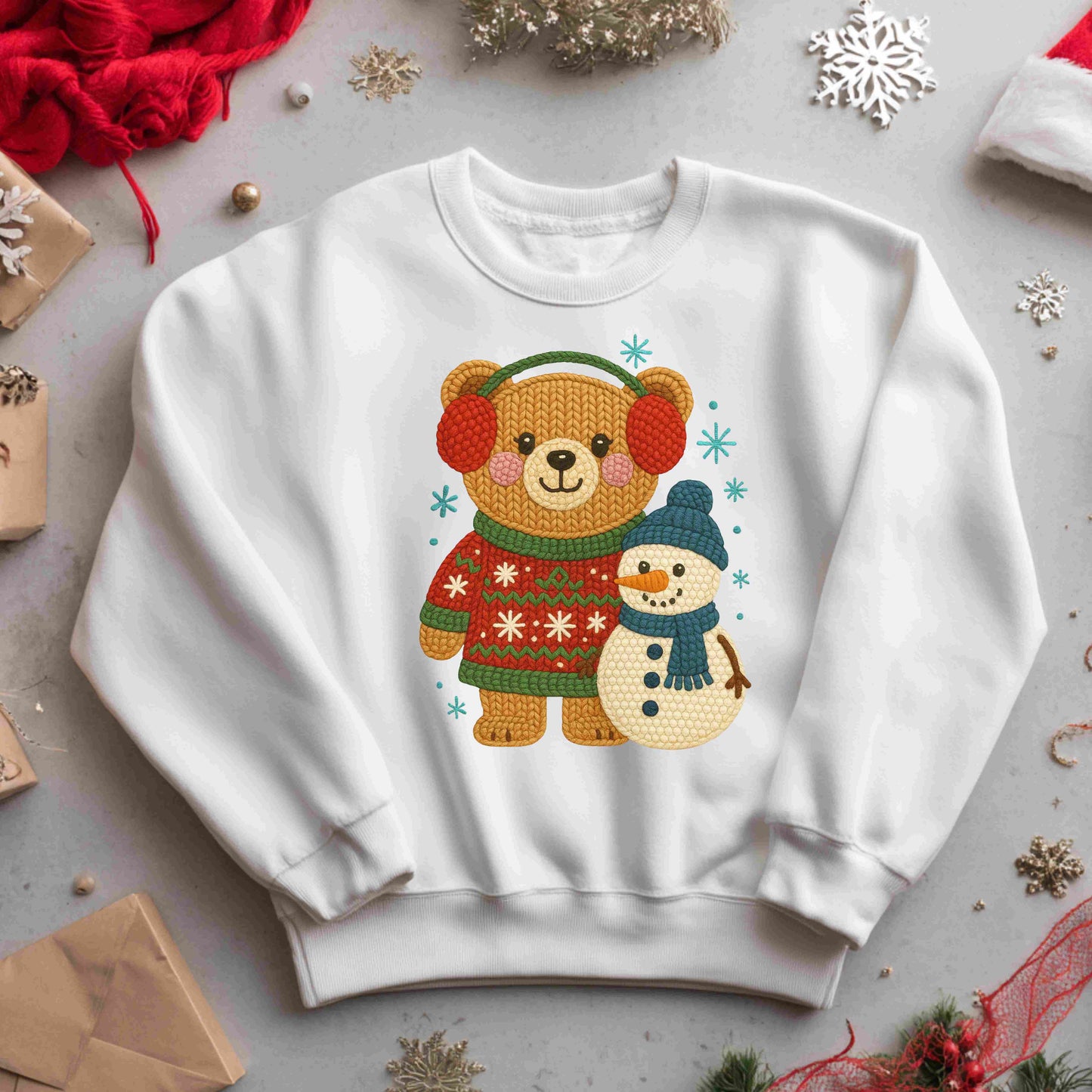 Cute Winter Bear & Snowman Sweatshirt – Cozy Holiday Crewneck