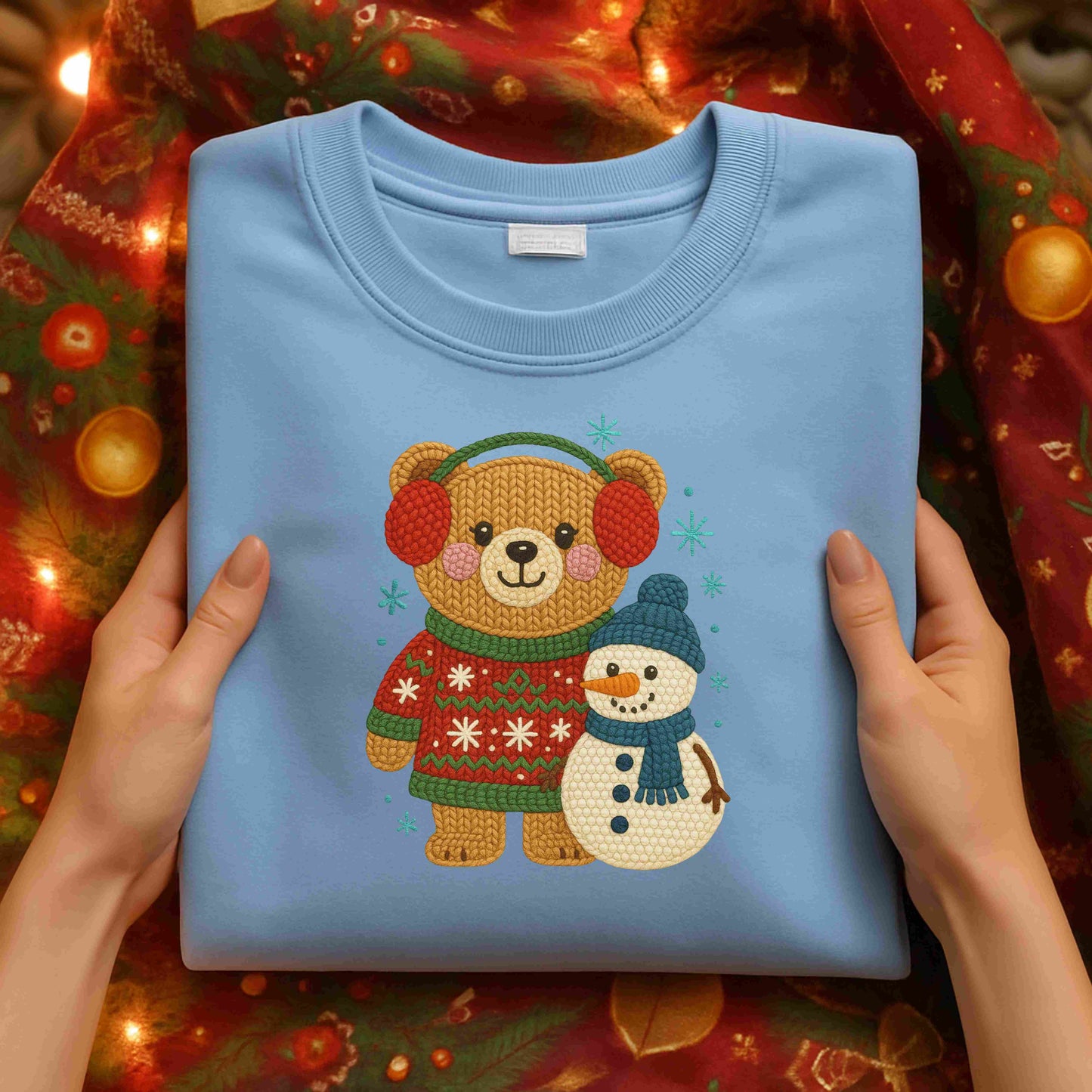 Cute Winter Bear & Snowman Sweatshirt – Cozy Holiday Crewneck