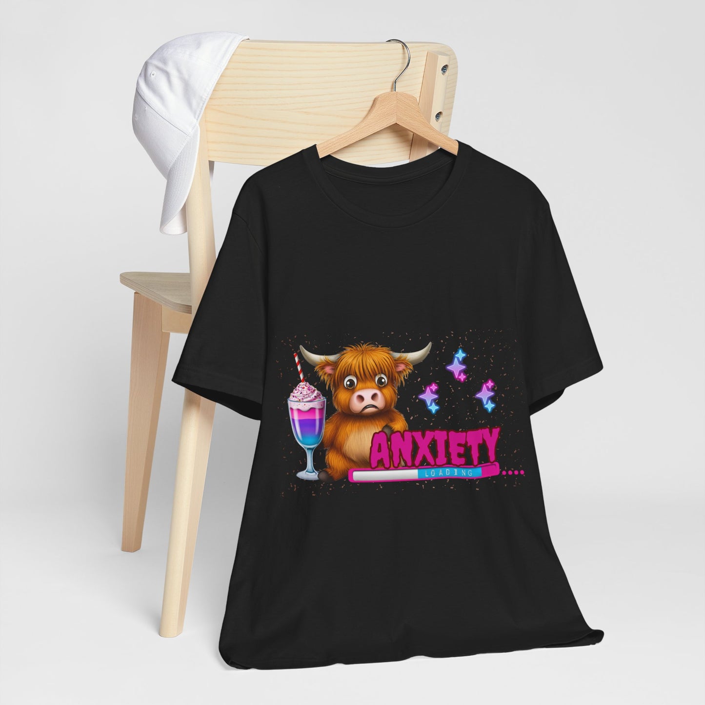 Anxiety Loading Highland Cow Bella+Canvas Shirt – Funny Mental Health Tee