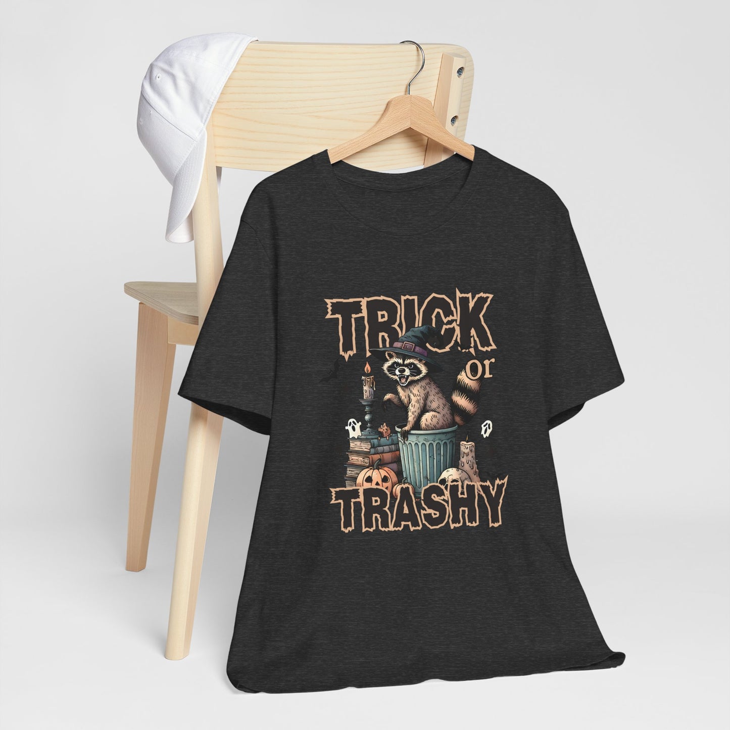 Trick or Trashy Halloween Raccoon Shirt | Funny Fall Graphic Tee