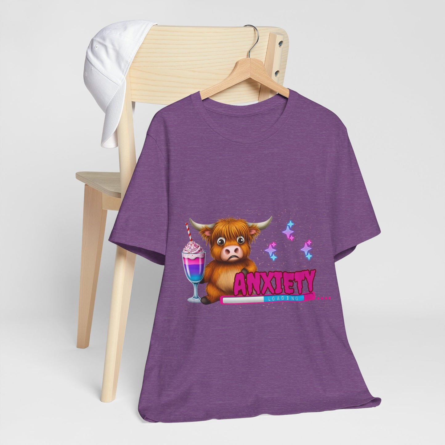 Anxiety Loading Highland Cow Bella+Canvas Shirt – Funny Mental Health Tee