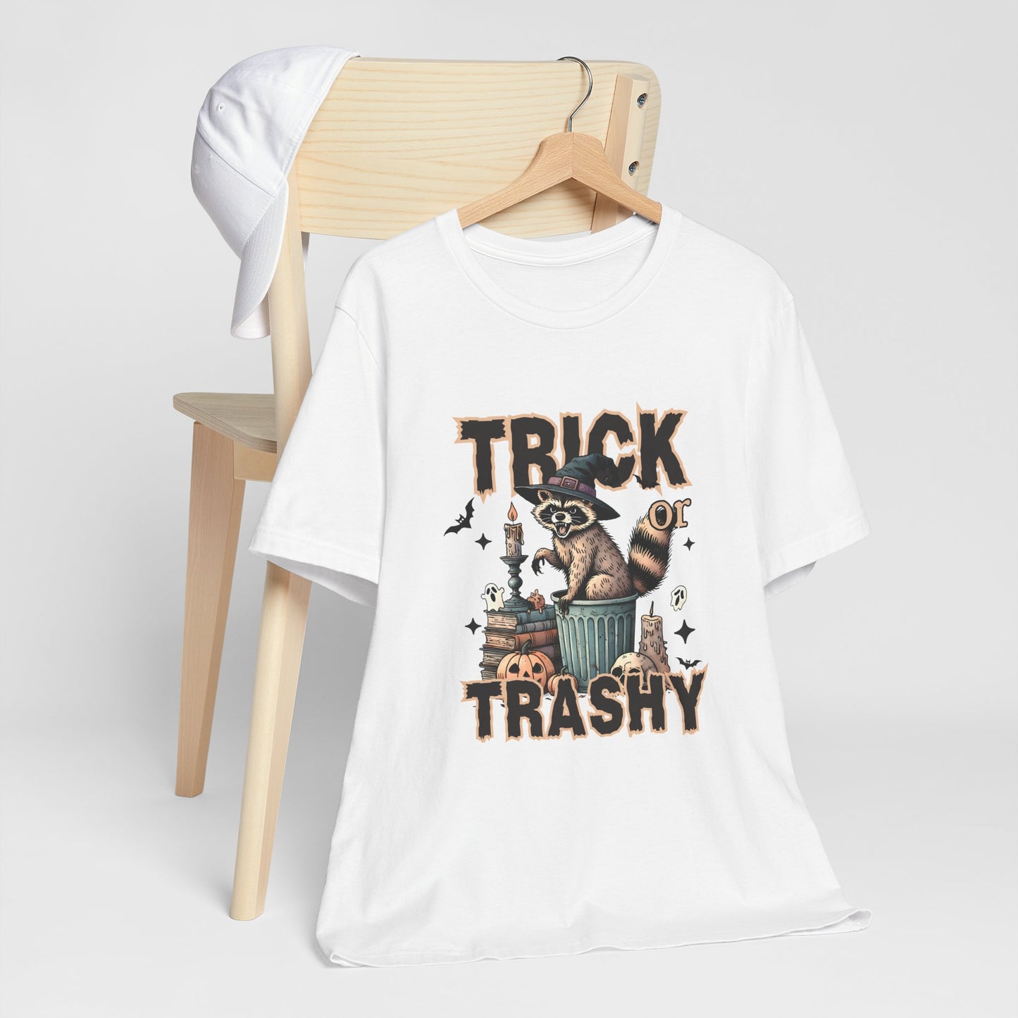 Trick or Trashy Halloween Raccoon Shirt | Funny Fall Graphic Tee