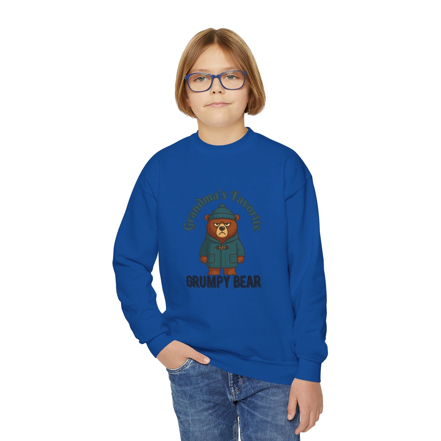 Grandmas Favorite Grumpy Bear Kids Pullover | Cute Bear Gift for Grandkids | Funny Cozy Holiday Top for Boys & Girls