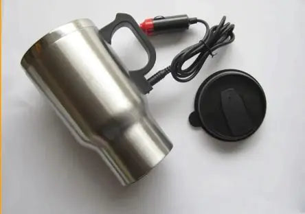 Car Heated Travel Mug – 12V Stainless Steel Electric Coffee Cup, 450ml Spill-Resistant Warmer for Commuters & Road Trips