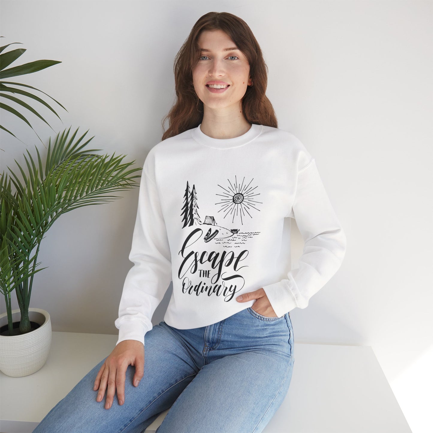 Escape the Ordinary Sweatshirt | Cozy Unisex Adventure Pullover | Camping, Hiking & Outdoors Graphic Crewneck