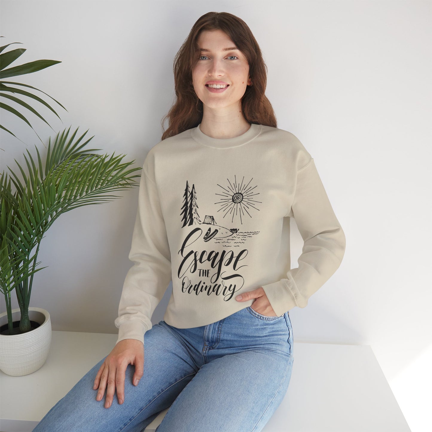 Escape the Ordinary Sweatshirt | Cozy Unisex Adventure Pullover | Camping, Hiking & Outdoors Graphic Crewneck