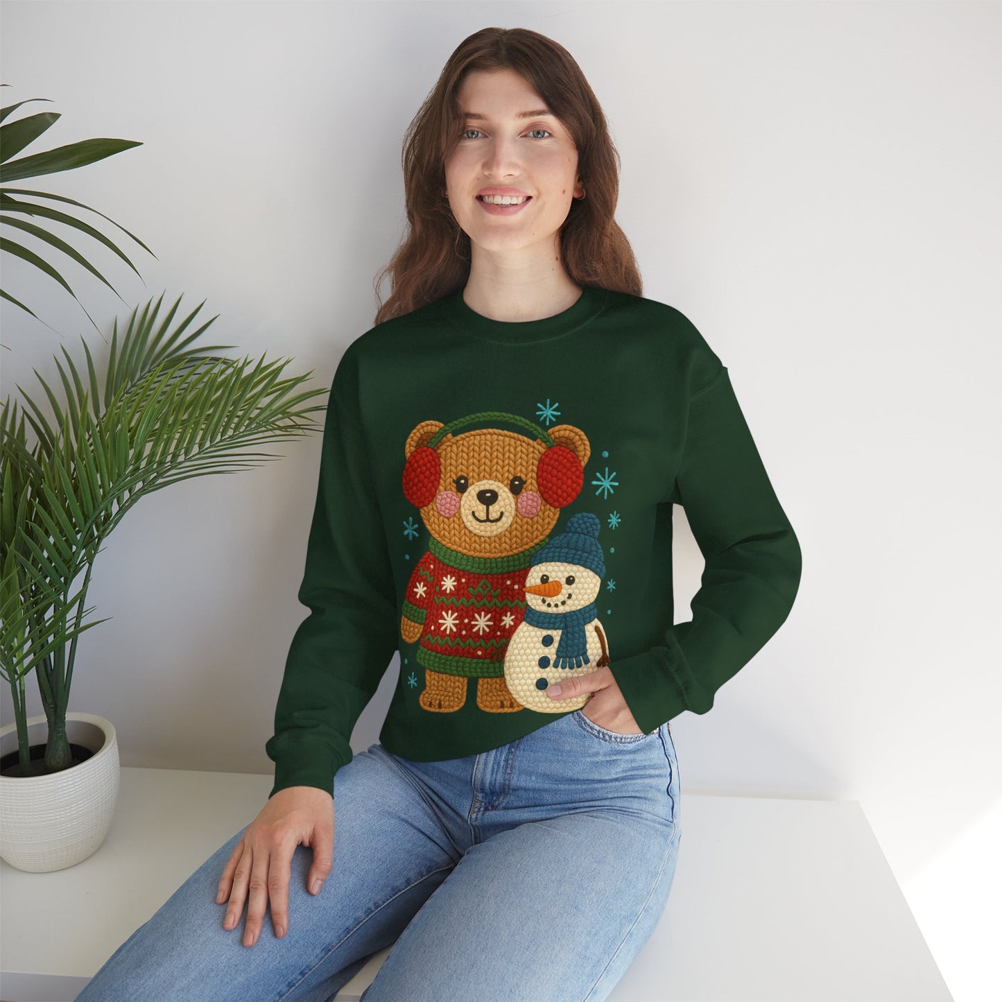 Cute Winter Bear & Snowman Sweatshirt – Cozy Holiday Crewneck