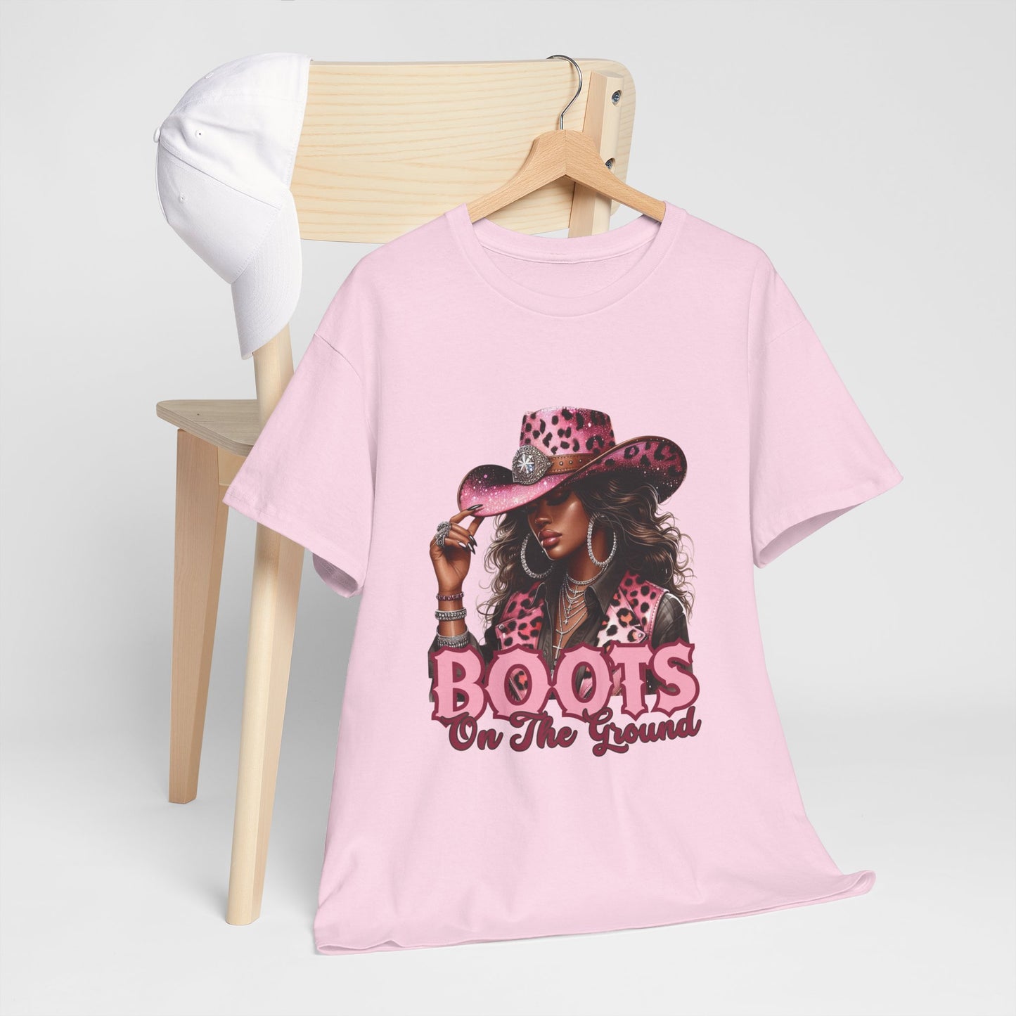 Boots On The Ground Shirt | Western Cowgirl Pink Leopard Hat Tee