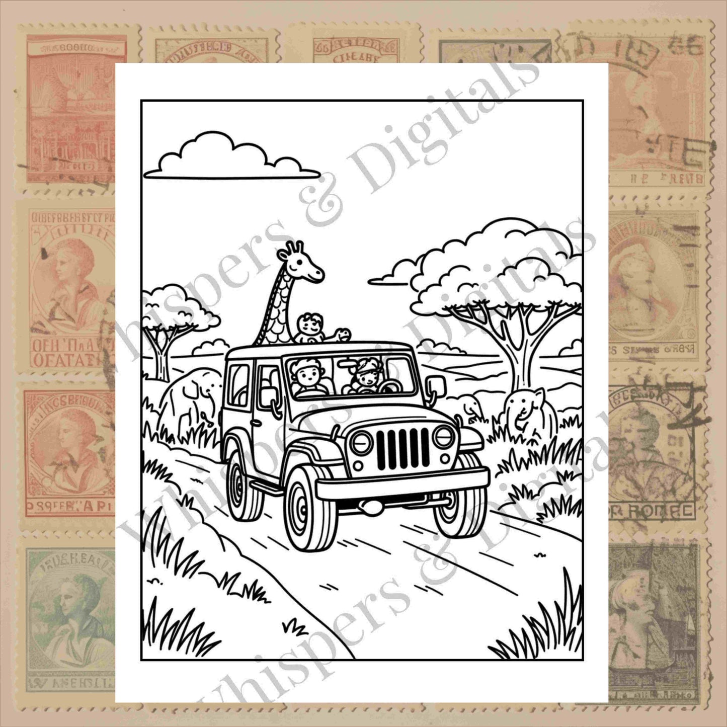 Ten printable travel-themed coloring pages featuring airplanes, luggage, compass, and travel icons — digital download for adults and kids