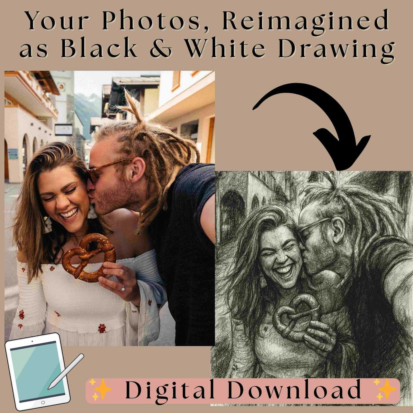 Turn Travel Photos Into Art | Custom Cartoon, Manga, Comic, Watercolor, Charcoal, or Oil Painting | Canvas or Gift Keepsake