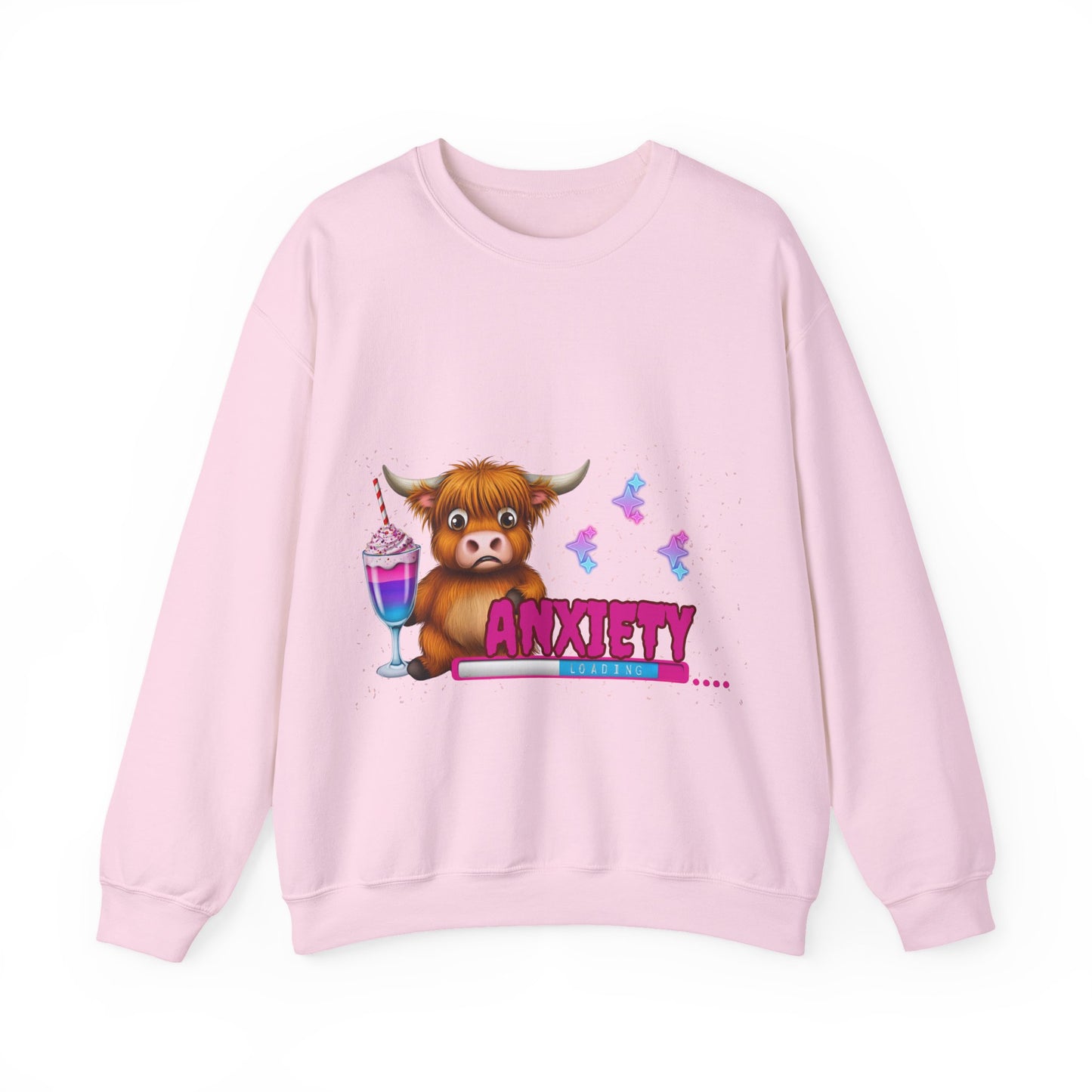 Anxiety Loading Highland Cow Sweatshirt – Funny Bella Canvas Unisex Crewneck