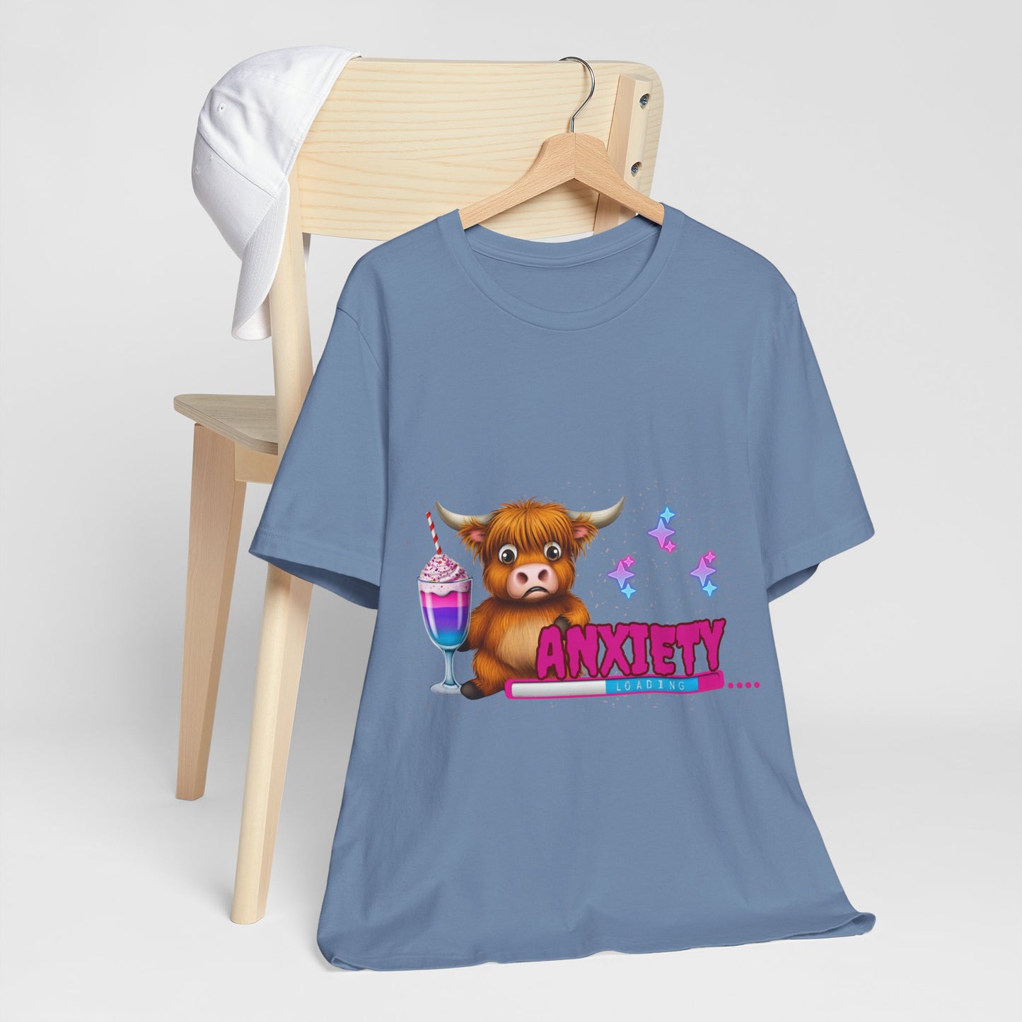 Anxiety Loading Highland Cow Bella+Canvas Shirt – Funny Mental Health Tee