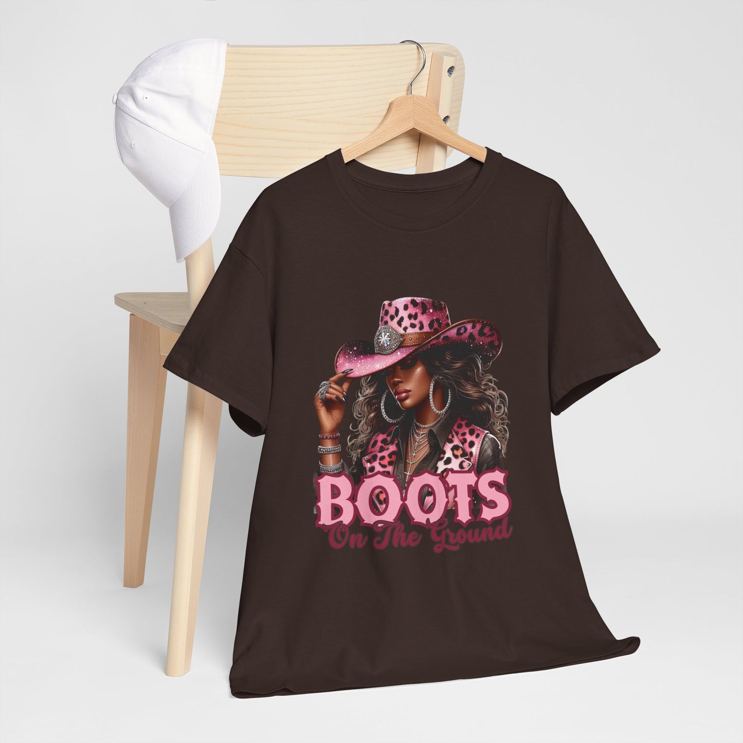 Boots On The Ground Shirt | Western Cowgirl Pink Leopard Hat Tee