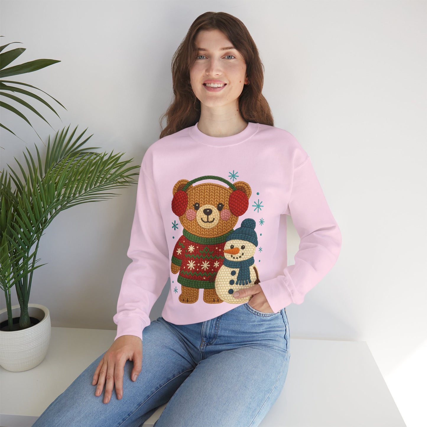 Cute Winter Bear & Snowman Sweatshirt – Cozy Holiday Crewneck
