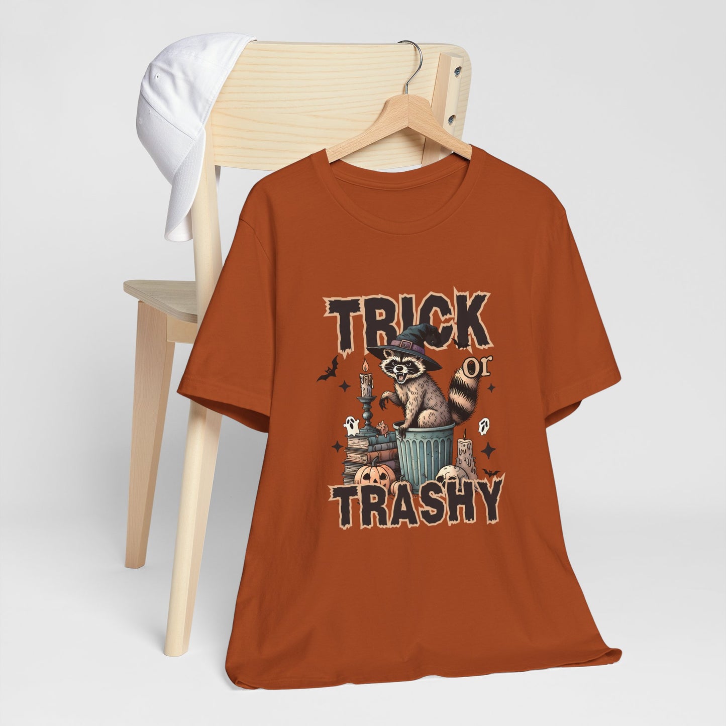 Trick or Trashy Halloween Raccoon Shirt | Funny Fall Graphic Tee