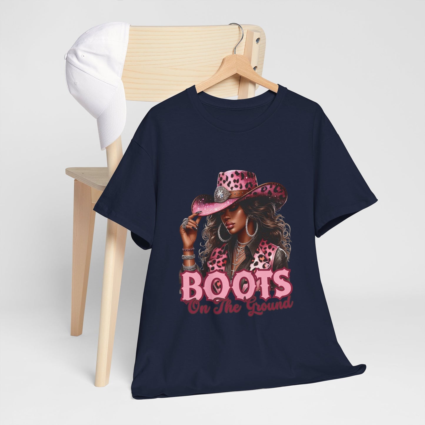 Boots On The Ground Shirt | Western Cowgirl Pink Leopard Hat Tee