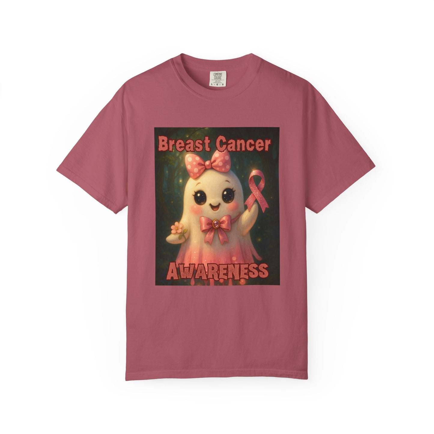 Breast Cancer Awareness Unisex T-Shirt - Cute Ghost Design, Pink Ribbon Tee, Supportive Gift, Casual Wear, October Fundraiser