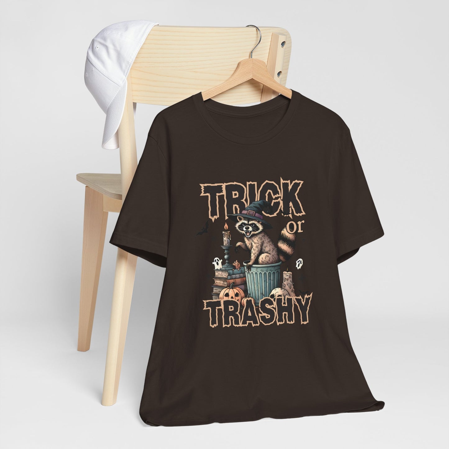 Trick or Trashy Halloween Raccoon Shirt | Funny Fall Graphic Tee