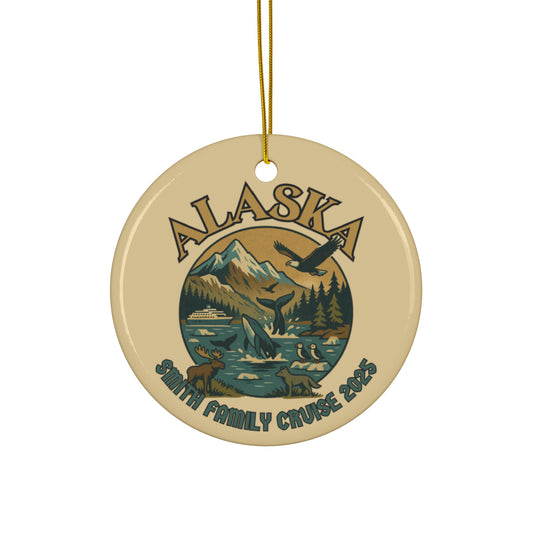 Alaska Family Cruise Ceramic Ornament, 4 Unique Shapes, Personalized Christmas Tree Decoration, Gift for Nature Lovers, Holiday Keepsake