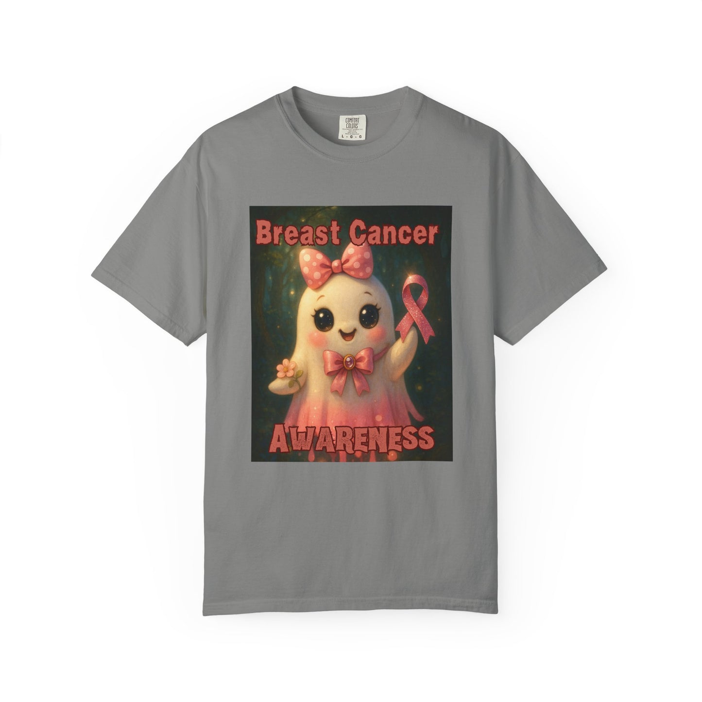 Breast Cancer Awareness Unisex T-Shirt - Cute Ghost Design, Pink Ribbon Tee, Supportive Gift, Casual Wear, October Fundraiser