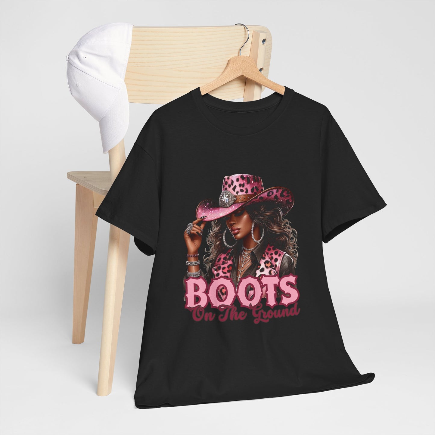 Boots On The Ground Shirt | Western Cowgirl Pink Leopard Hat Tee