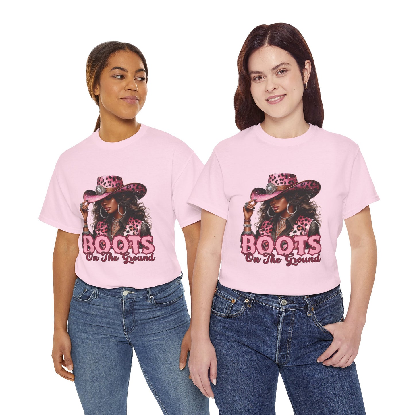 Boots On The Ground Shirt | Western Cowgirl Pink Leopard Hat Tee