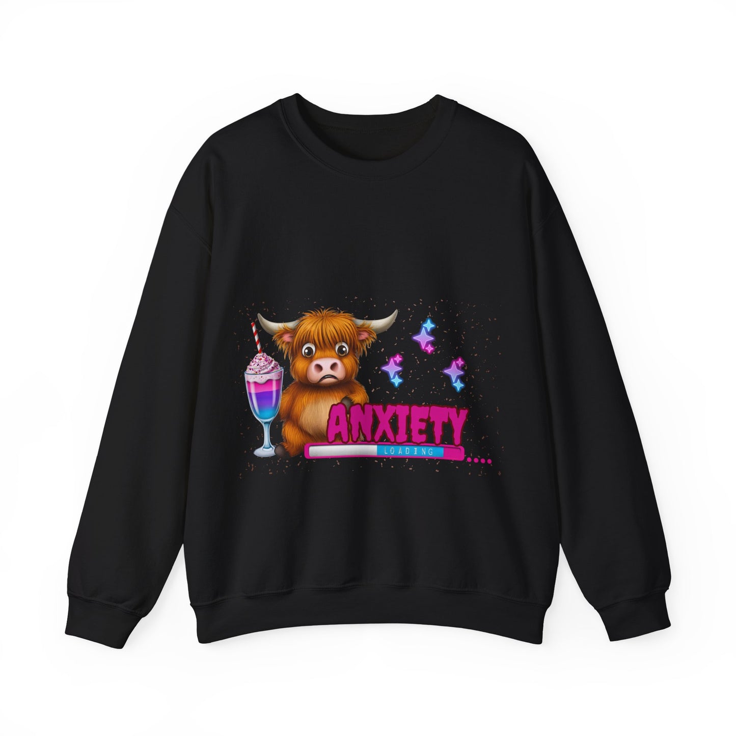 Anxiety Loading Highland Cow Sweatshirt – Funny Bella Canvas Unisex Crewneck