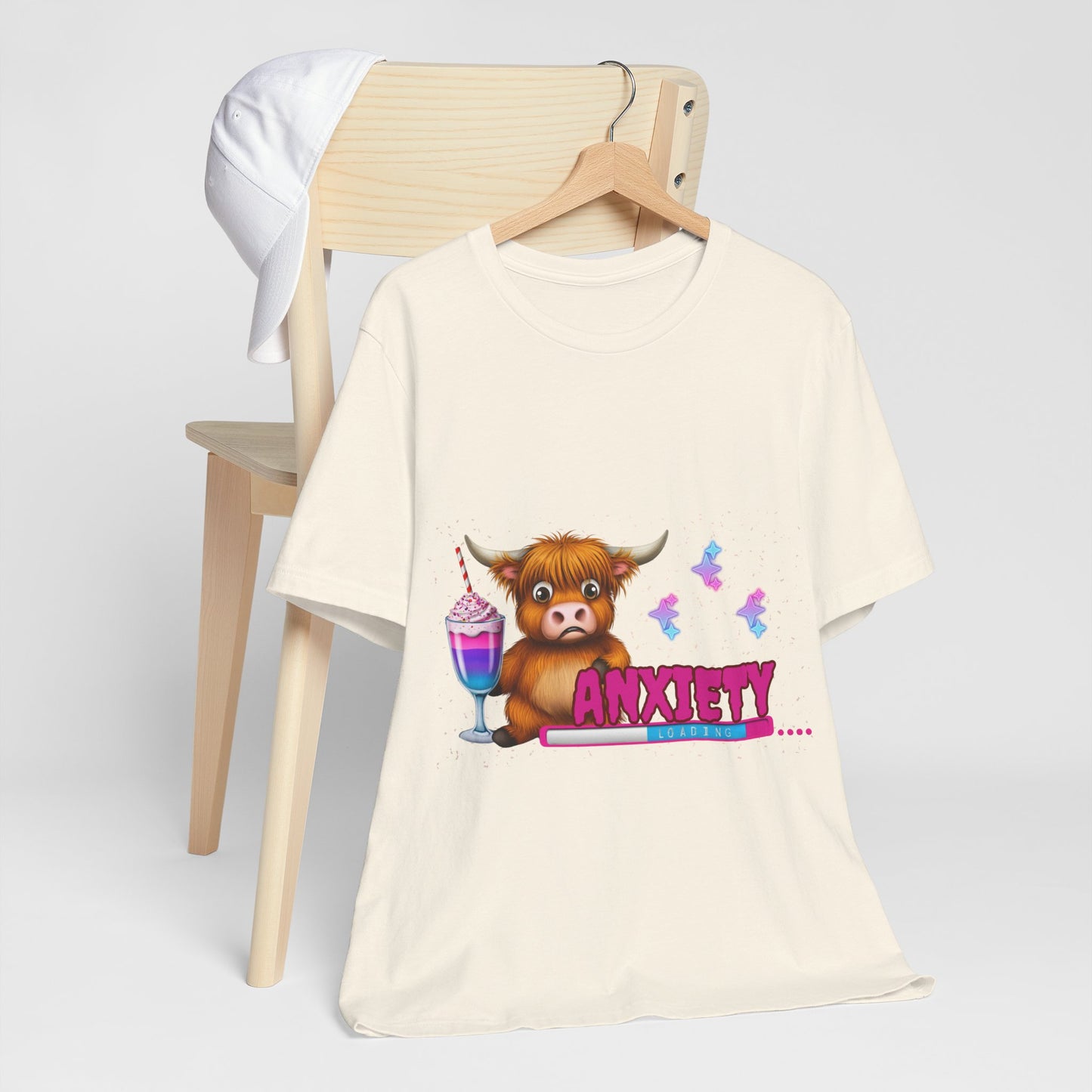 Anxiety Loading Highland Cow Bella+Canvas Shirt – Funny Mental Health Tee