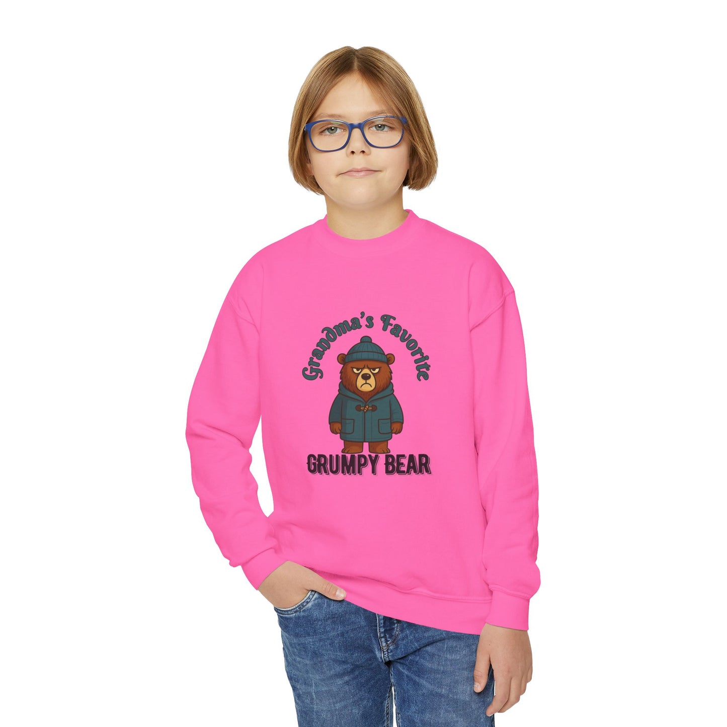 Grandmas Favorite Grumpy Bear Kids Pullover | Cute Bear Gift for Grandkids | Funny Cozy Holiday Top for Boys & Girls