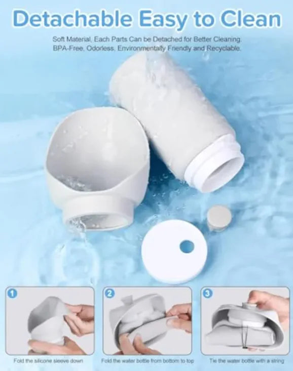 Foldable Leak-Proof Dog Water Bottle – Portable Pet Travel Dispenser with Built-in Bowl (550ml)