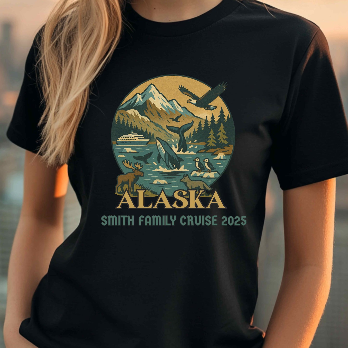 Customizable Alaska Family Cruise 2025 T-Shirt | Personalized Vintage Travel Souvenir