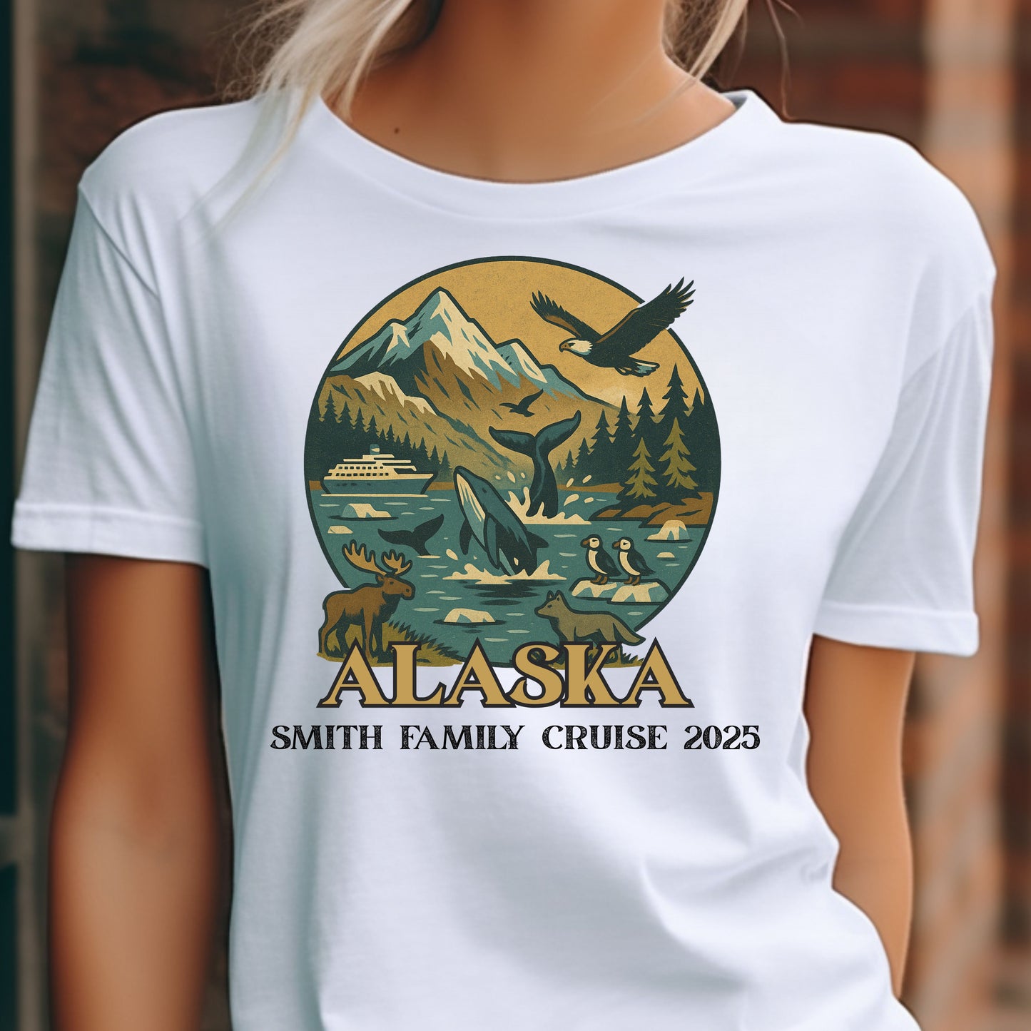 Customizable Alaska Family Cruise 2025 T-Shirt | Personalized Vintage Travel Souvenir