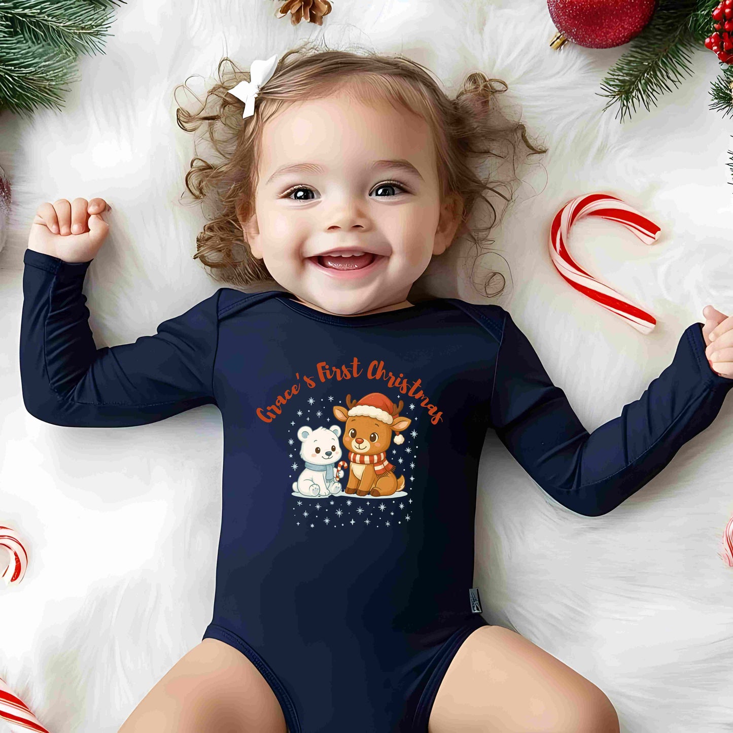 My First Christmas PNG Bundle • 5 Digital Designs • Personalized Reindeer & Polar Bear Clipart