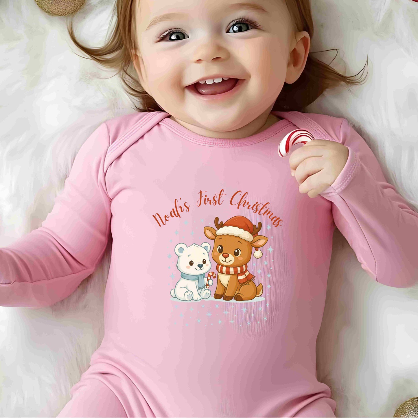 My First Christmas PNG Bundle • 5 Digital Designs • Personalized Reindeer & Polar Bear Clipart