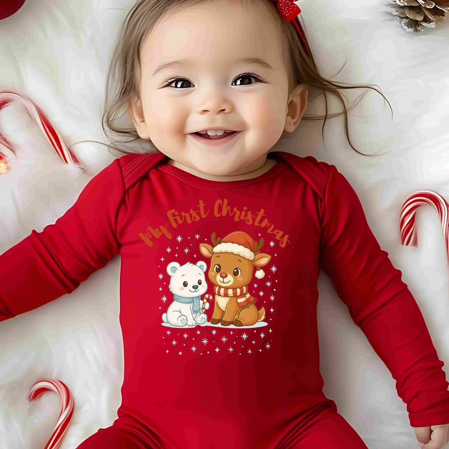 My First Christmas PNG Bundle • 5 Digital Designs • Personalized Reindeer & Polar Bear Clipart