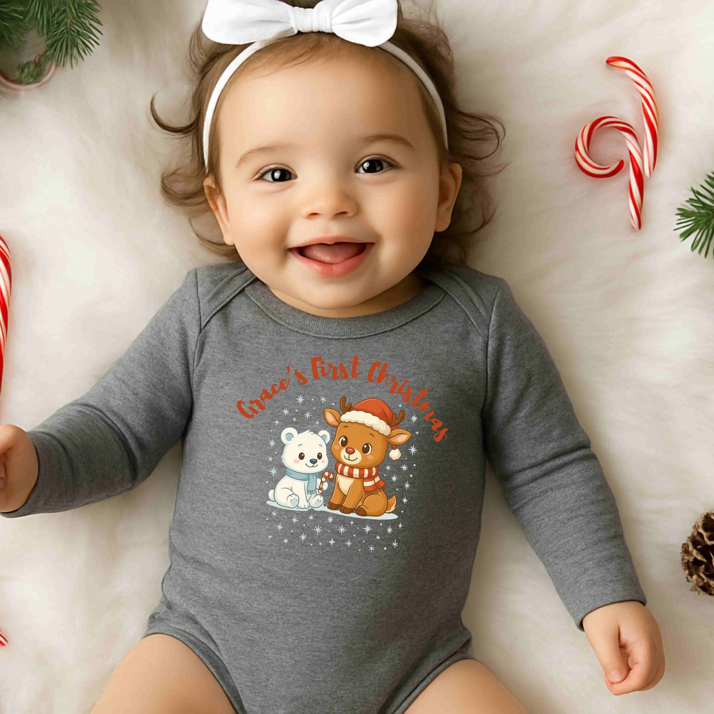 My First Christmas PNG Bundle • 5 Digital Designs • Personalized Reindeer & Polar Bear Clipart