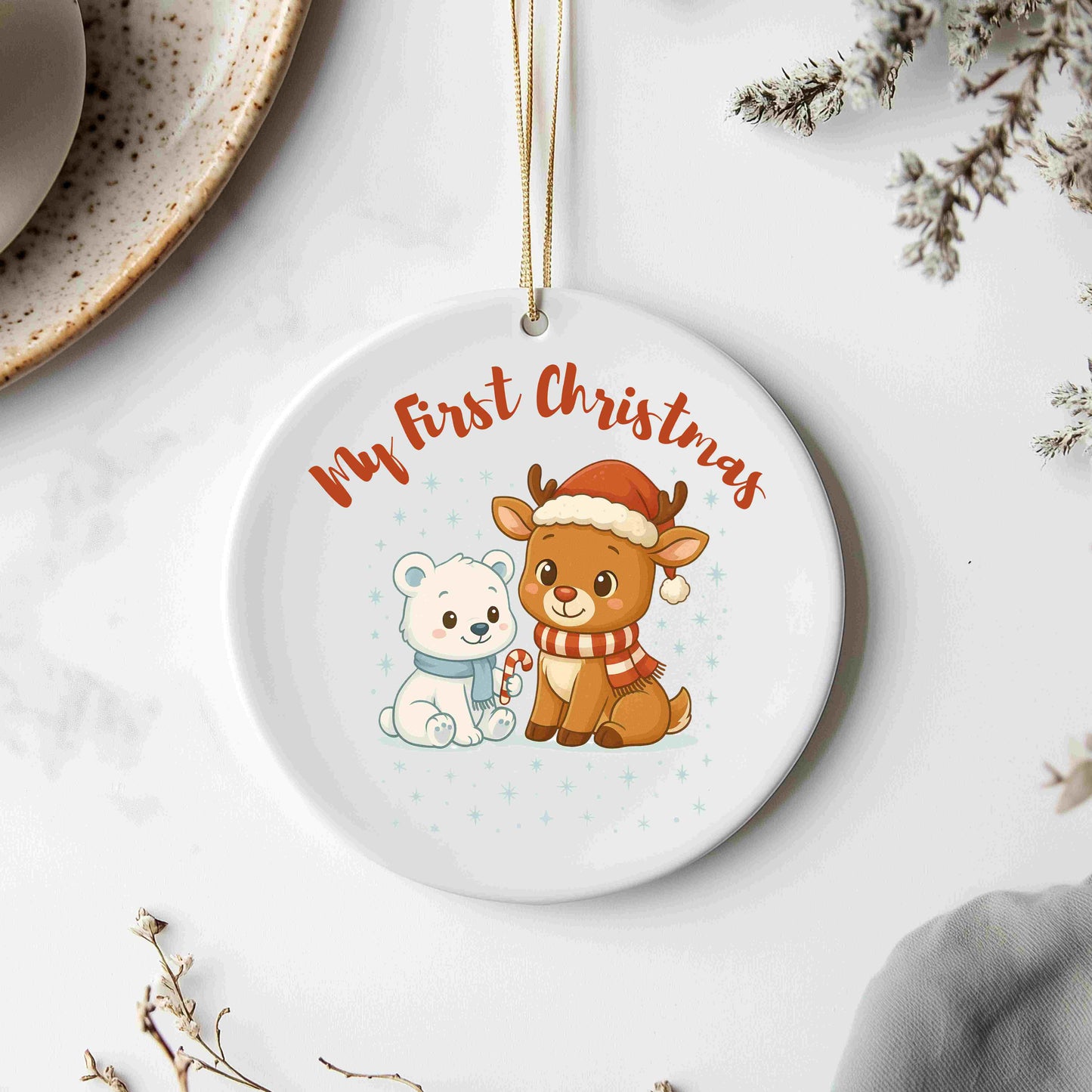 My First Christmas PNG Bundle • 5 Digital Designs • Personalized Reindeer & Polar Bear Clipart