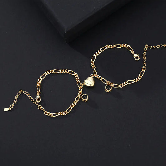 Couple Bracelet Set: 100 Languages 'I Love You' Projection Jewelry