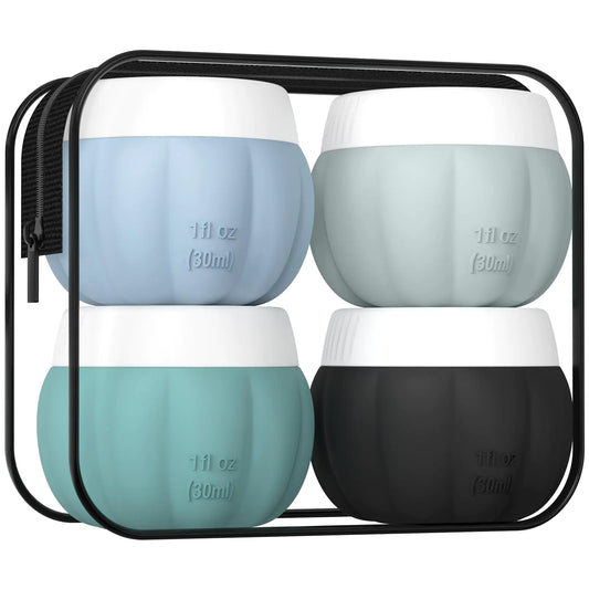 Leak-Proof Silicone Travel Containers – TSA Approved Toiletry Jars with Pouch (4-Pack)