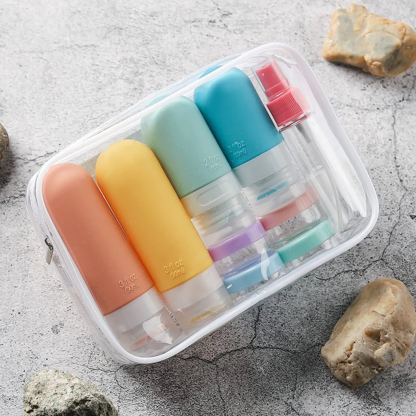 16-Piece TSA-Approved Travel Bottle Set with Leakproof Toiletry Containers & Clear Bag
