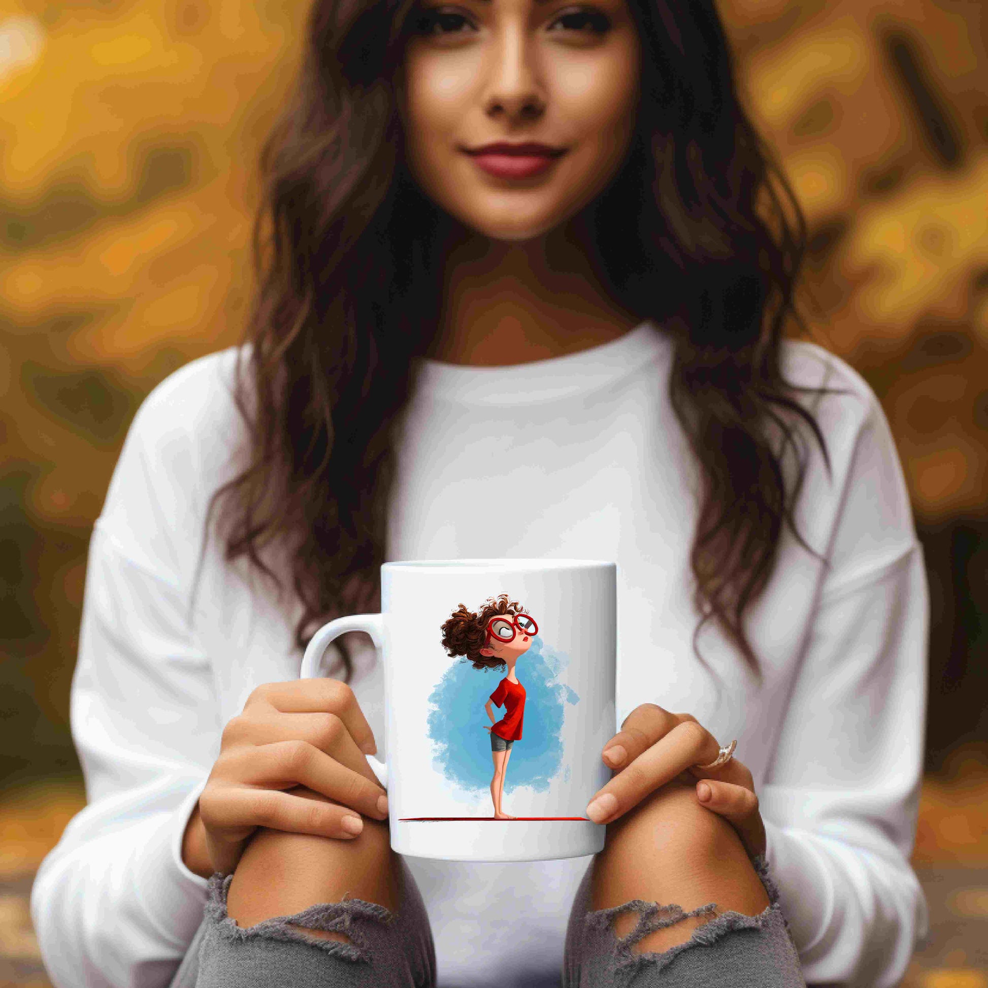Yoga Mountain Pose PNG | Cute Redhead Girl Digital Art | Yoga Clipart for Sublimation, Stickers & Wall Prints