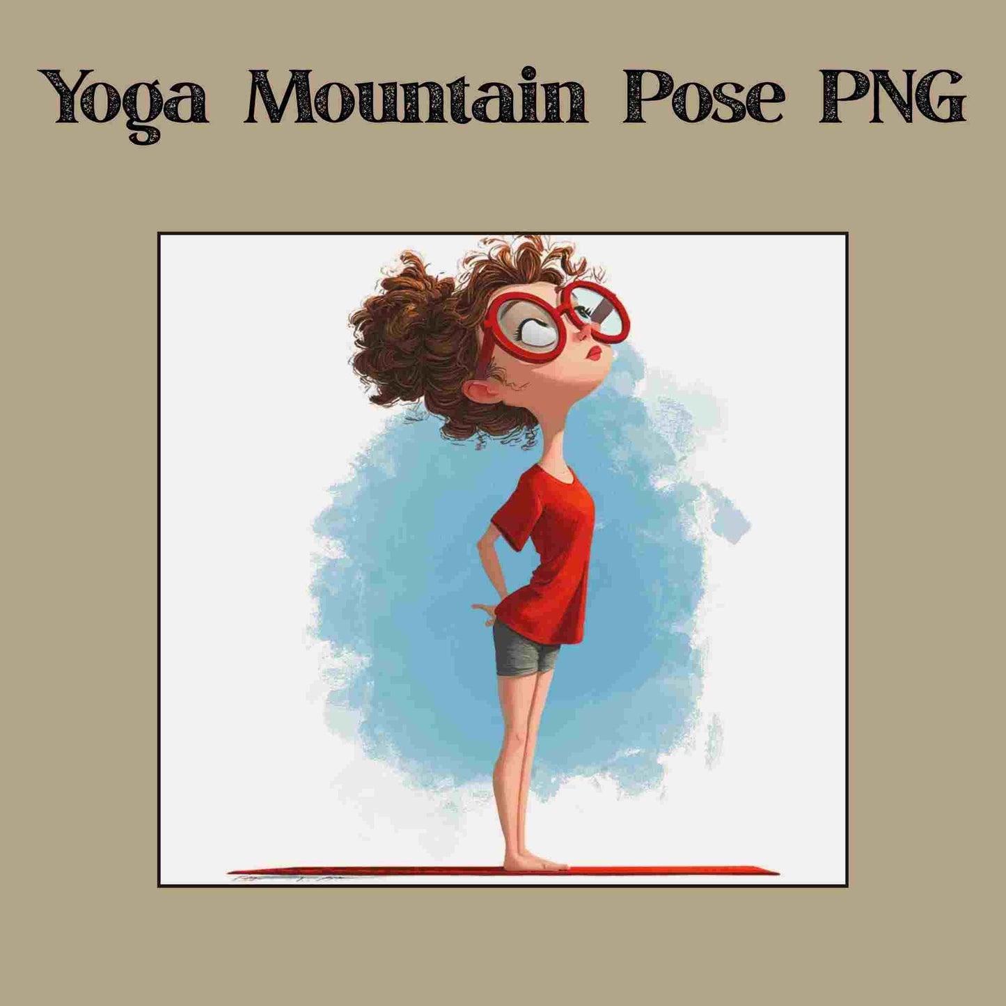 Yoga Mountain Pose PNG | Cute Redhead Girl Digital Art | Yoga Clipart for Sublimation, Stickers & Wall Prints