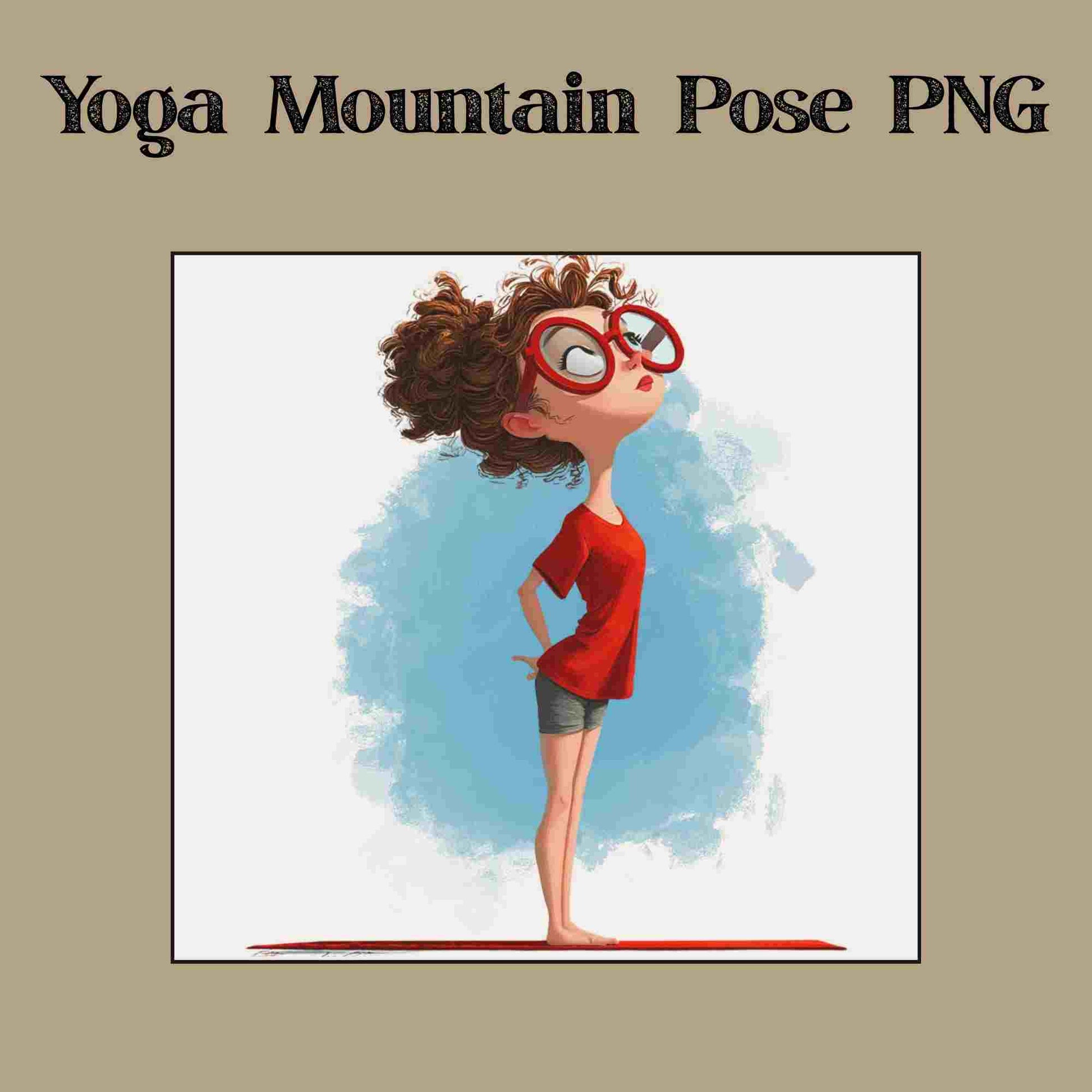 Yoga Mountain Pose PNG | Cute Redhead Girl Digital Art | Yoga Clipart for Sublimation, Stickers & Wall Prints
